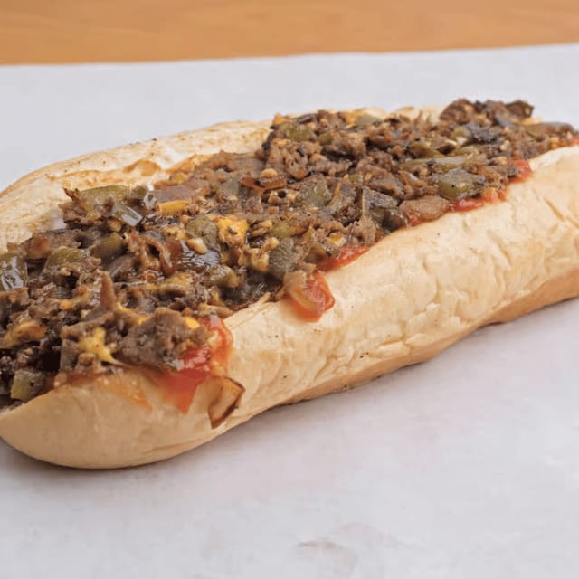 Philly cheesesteak sandwich.
